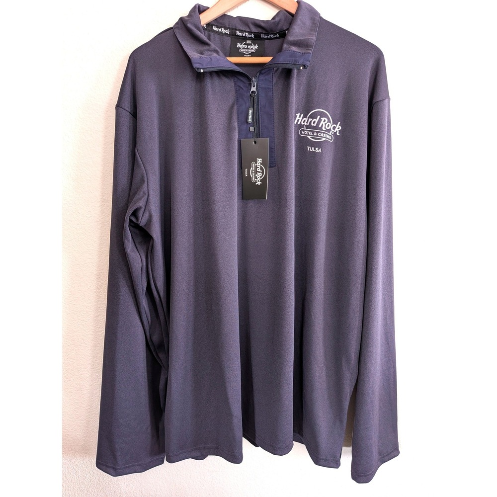 Hard Rock Hotel Casino Tulsa Mens 2XL Quarter Zip Pullover Gray 16-00096-01-HRT